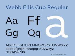 Beispiel einer Webb Ellis Cup 2019 Bold-Schriftart